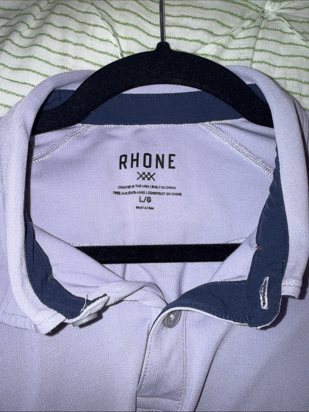 Rhône Men’s Delta Lavender Short Sleeve Polo size Large - Picture 5 of 7